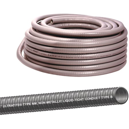 Southwire Liquid-Tight Flex Plastic Conduit, 1/2 in Trade Size, 100 ft, No Jacket 58046201